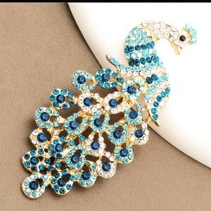 Elegant Blue Peacock Brooch Elegantly Crafted- (7.7cm/3.03inch*3.2cm/1.26inch)